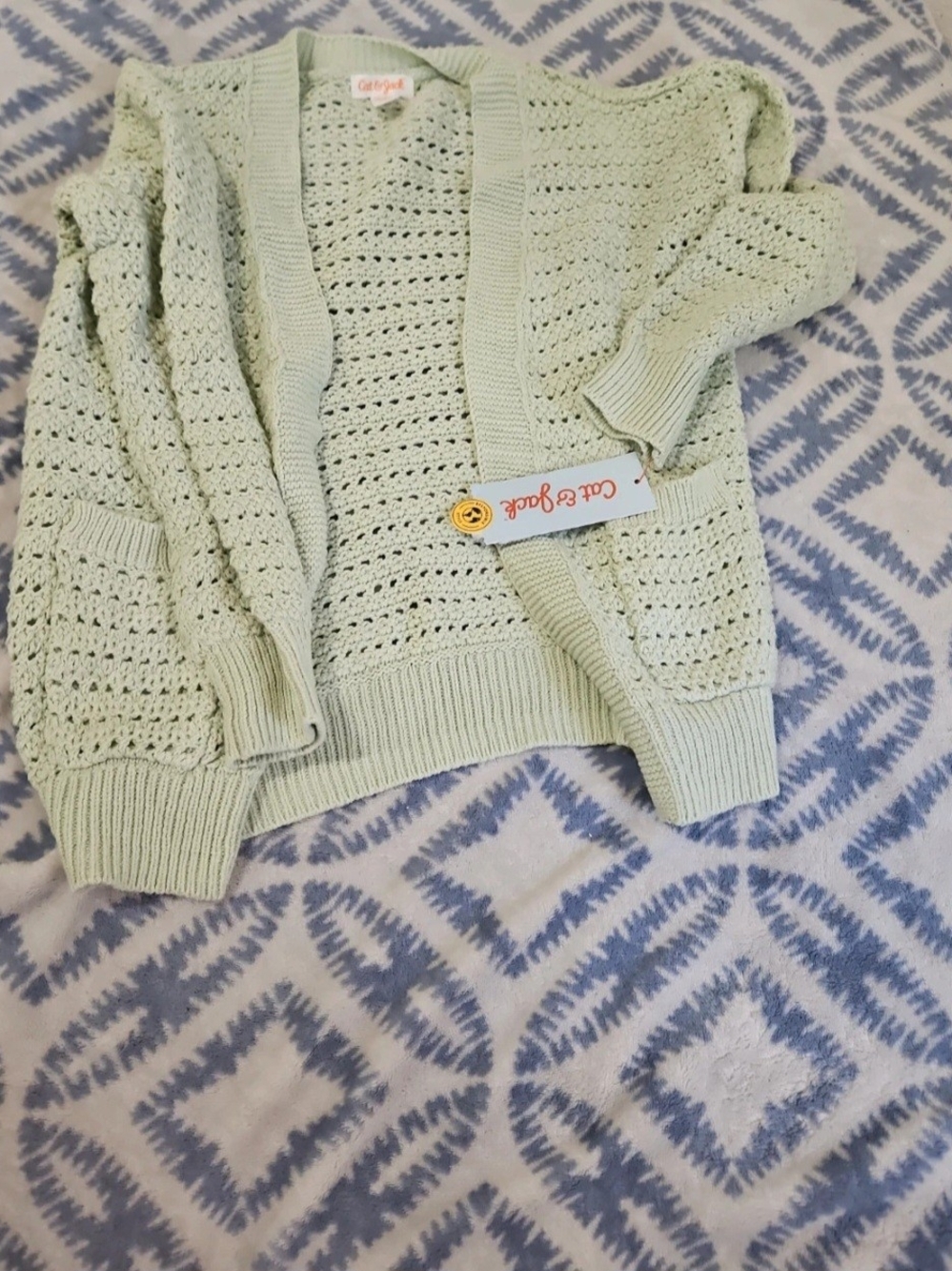 Cat & Jack Light Mint Open-Weave Cardigan